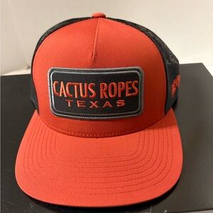 HOOey “Cactus Ropes” Texas Orange/Black Adjustable Snapback trucker Hat Mens